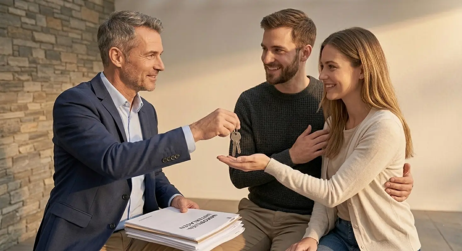 Schlüsselübergabe nach erfolgreichem Immobilienverkauf