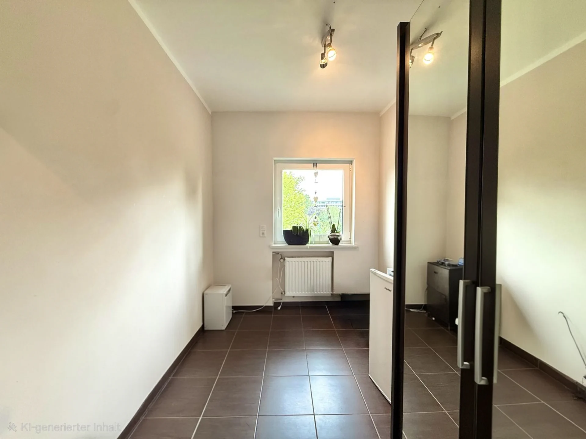 Separates Ankleidezimmer mit Fenster und Stauraummöglichkeiten